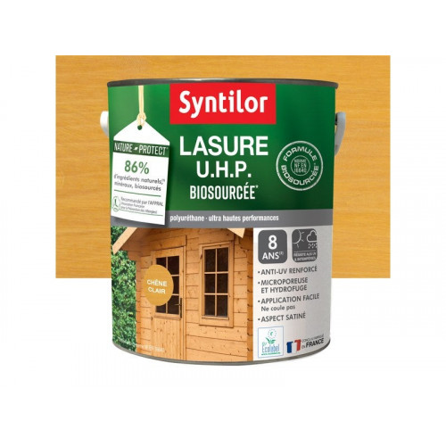 Lasure SYNTILOR U.H.P. biosourcee nature protect 8 ans chêne clair satiné 5 L - SYNTILOR