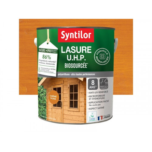 Lasure SYNTILOR U.H.P. biosourcee nature protect 8 ans chêne fonce satiné 5 L - SYNTILOR