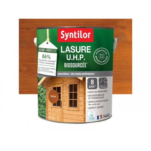 Lasure SYNTILOR U.H.P. biosourcee nature protect 8 ans teck satiné 5 L - SYNTILOR