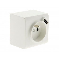 Prise avec terre et prise chargeur usb saillie, complet Besto, blanc de marque Sans marque, référence: B8751200