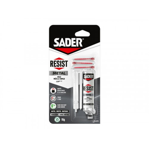 Colle de reparation epoxy bi-composant sader resist metal seringue 10g - Sader