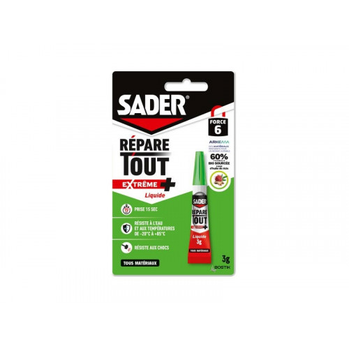 Colle de reparation sader repare tout extreme + liquide tube 3g - Sader