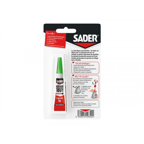 Colle de reparation sader repare tout extreme + liquide tube 3g - Sader