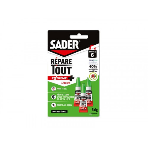 Colle de reparation sader repare tout extreme + liquide tube 3x1g - Sader