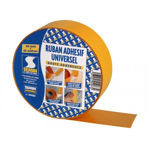 Ruban adhésif universel haute adhérence, pare vapeur, SEMIN, 60 cm x 40 ml - SEMIN