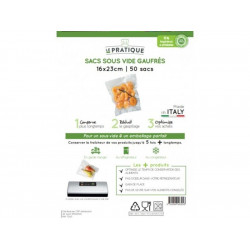 Lot de 50 ac sous vide gaufre 16x23 m - LE PRATIQUE