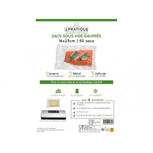 Lot de 50 ac sous vide gaufre 16x23 m - LE PRATIQUE