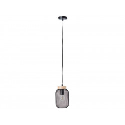 Suspension 1xE27 max 40W métal noir et bois BRILLIANT Giada D.16 cm - BRILLIANT