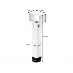 Pied de lit carré HETTICH, acier blanc, hauteur reglable de 24 à 26.5 cm - HETTICH