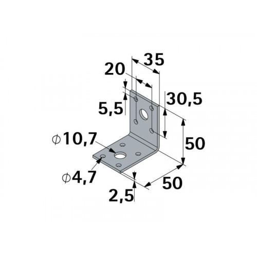 Equerre noir HETTICH, l.50 mm x P.30 cm - HETTICH