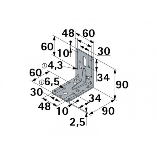 Equerre noir HETTICH, l.90 mm x P.60 cm - HETTICH