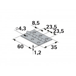 Charnière en acier pour meuble, HETTICH, L.60 x l.35 mm, noir - HETTICH