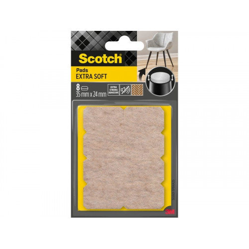 Lot de 8 patins feutre en laine adhésif, SCOTCH, 35 x 24 mm, beige - SCOTCH