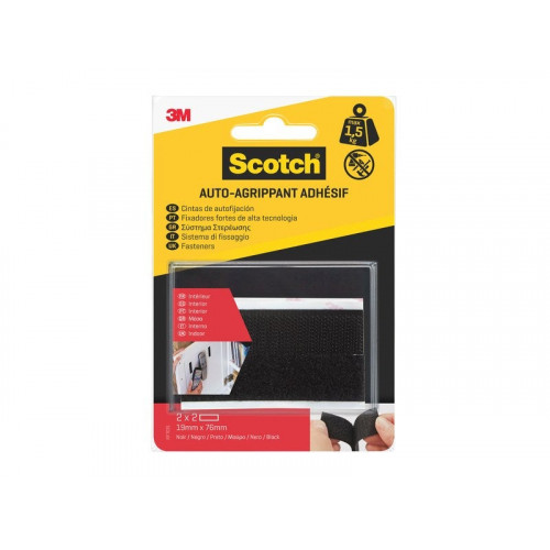 4 bandes auto-agrippantes noir intérieur SCOTCH L.7.6 x l.19 mm - SCOTCH