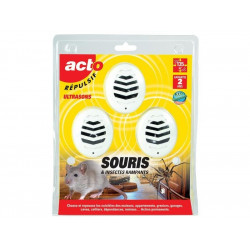 Lot de 3 répulsifs ultrasons souris, insectes rampants, protégent 3 x 45 m² de marque RETRO, référence: J8711800