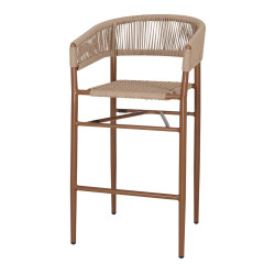 Tabouret haut en corde et métal avec un style Japandi - modèle 023 - nature de marque MWlab, référence: J8866400