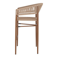 Tabouret haut en corde et métal avec un style Japandi - modèle 023 - nature - MWlab