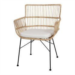 Chaise en rotin avec accoudoirs avec un style méditerranéen - modèle 029 - naturel de marque MWlab, référence: J8866500