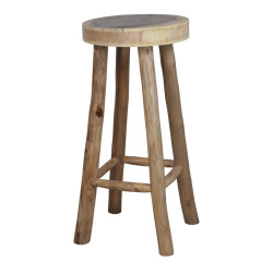 Tabouret haut en bois avec un style rustique - modèle 069 - naturel de marque MWlab, référence: J8866800