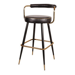 Tabouret haut en métal et en cuir avec un style vintage - modèle 076 - marron de marque MWlab, référence: J8866900