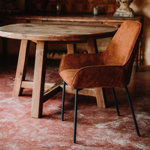 Table de salle à manger en bois de pin massif recyclé avec un style rustique vintage - modèle 093 - 120 cm - MWlab