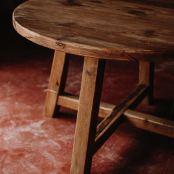 Table de salle à manger en bois de pin massif recyclé avec un style rustique vintage - modèle 093 - 120 cm - MWlab