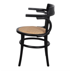 Chaise en bois et rotin avec accoudoirs avec un style Bistro - modèle 015 - noir - MWlab