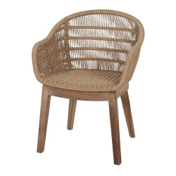 Chaise en bois et corde synthétique avec un style méditerranéen - modèle 024 - naturel de marque MWlab, référence: J8874300