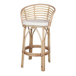 Tabouret haut en bambou et rotin avec un style tropical - modèle 026 - naturel de marque MWlab, référence: J8874800