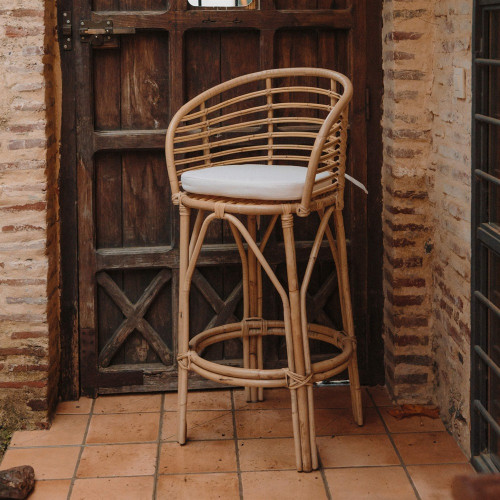 Tabouret haut en bambou et rotin avec un style tropical - modèle 026 - naturel - MWlab