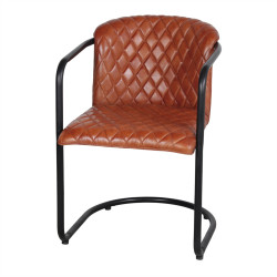 Chaise en cuir avec un style industriel - modèle 043 - marron de marque MWlab, référence: J8877000