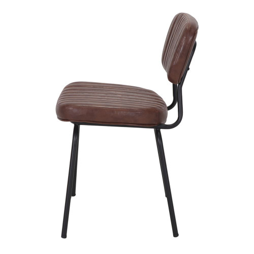 Chaise tapissée en simili cuir avec un style industriel - modèle 045 - marron - MWlab