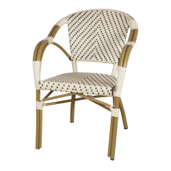 Chaise d’extérieur en rotin synthétique avec un style bistrot - modèle 046 - beige de marque MWlab, référence: J8877300