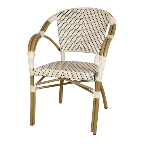 Chaise d’extérieur en rotin synthétique avec un style bistrot - modèle 046 - beige - MWlab