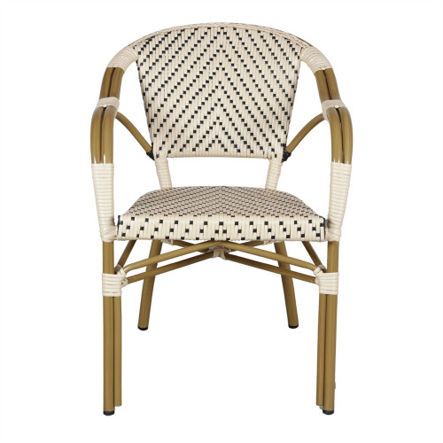 Chaise d’extérieur en rotin synthétique avec un style bistrot - modèle 046 - beige - MWlab