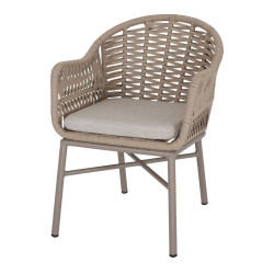 Chaise en métal et corde avec un style méditerranéen - modèle 047 - beige de marque MWlab, référence: J8877400