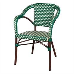 Chaise d’extérieur empilable avec accoudoirs avec un style bistrot - modèle 050 - vert de marque MWlab, référence: J8877700