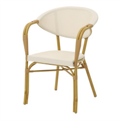 Chaise d’extérieur avec un style bistrot - modèle 054 - blanc/naturel de marque MWlab, référence: J8878200