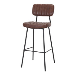 Tabouret haut en simili cuir avec un style industriel - modèle 064 - marron de marque MWlab, référence: J8880100