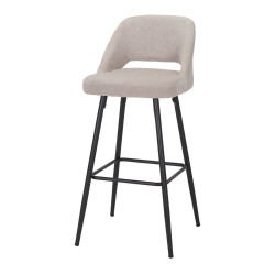 Tabouret haut tapissé avec un style Mid Century - modèle 066 - beige de marque MWlab, référence: J8880300