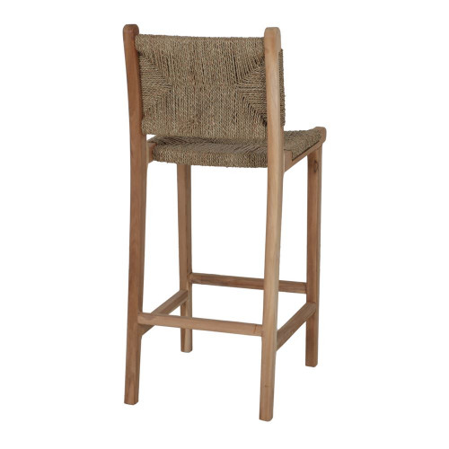 Tabouret haut en bois et fibre marine avec un style méditerranéen - modèle 070 - naturel - MWlab