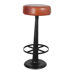 Tabouret haut en métal et en cuir avec un style industriel vintage - modèle 072 - marron de marque MWlab, référence: J8881300