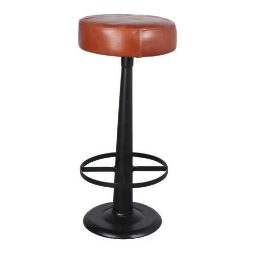 Tabouret haut en métal et en cuir avec un style industriel vintage - modèle 072 - marron - MWlab