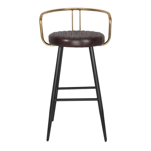 Tabouret haut en cuir avec un style Mid Century et structure en tubes d’acier - modèle 075 - marron - MWlab