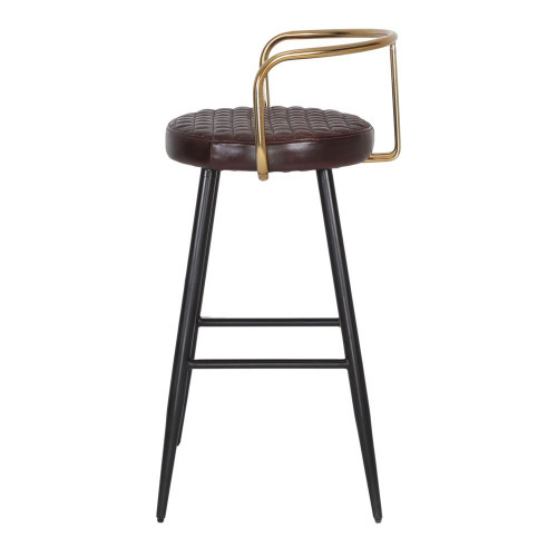 Tabouret haut en cuir avec un style Mid Century et structure en tubes d’acier - modèle 075 - marron - MWlab