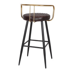 Tabouret haut en cuir avec un style Mid Century et structure en tubes d’acier - modèle 075 - marron - MWlab