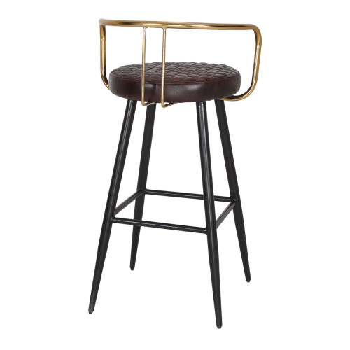 Tabouret haut en cuir avec un style Mid Century et structure en tubes d’acier - modèle 075 - marron - MWlab