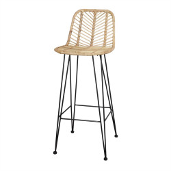 Tabouret haut en rotin avec un style nordique - modèle 077 - naturel de marque MWlab, référence: J8881700