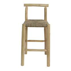 Tabouret haut en bois et en fibres naturelles avec un style méditerranéen - modèle 079 - naturel - MWlab