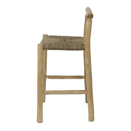 Tabouret haut en bois et en fibres naturelles avec un style méditerranéen - modèle 079 - naturel - MWlab